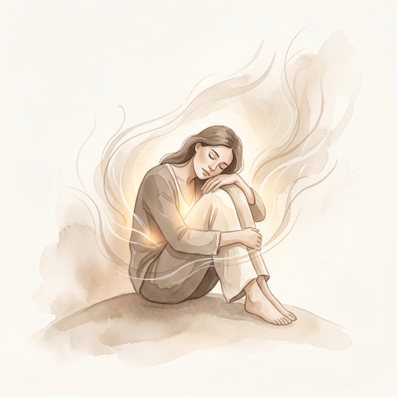 Frau in einem Moment der inneren Lösung und Heilung - Körpertherapie